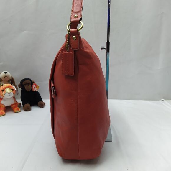 Coach Madison Orange Leather Zipper Closure Hobo Shoulder Bag - Picture 4 of 16